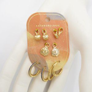 Anthropologie Blossom Huggie Hoop Earring Set